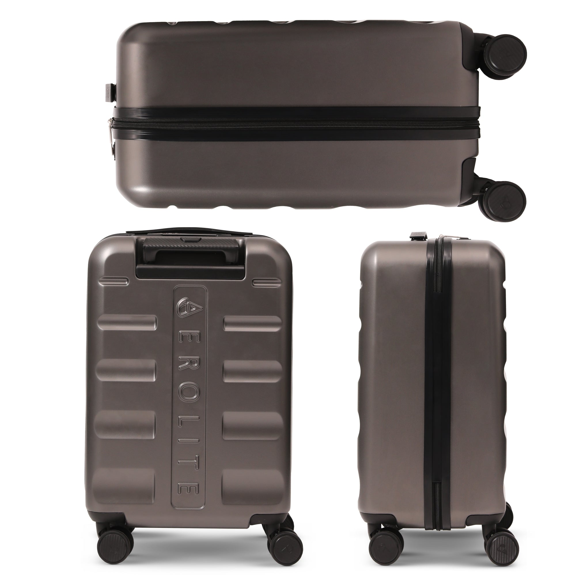 Aerolite 55x35x25cm Hard Shell Carry On Hand Cabin Luggage Suitcase with 4 Spinner Wheels & TSA Lock – Max Size Cabin Bag for Air Europa, Air France, ITA Airways, KLM & Transavia - Charcoal