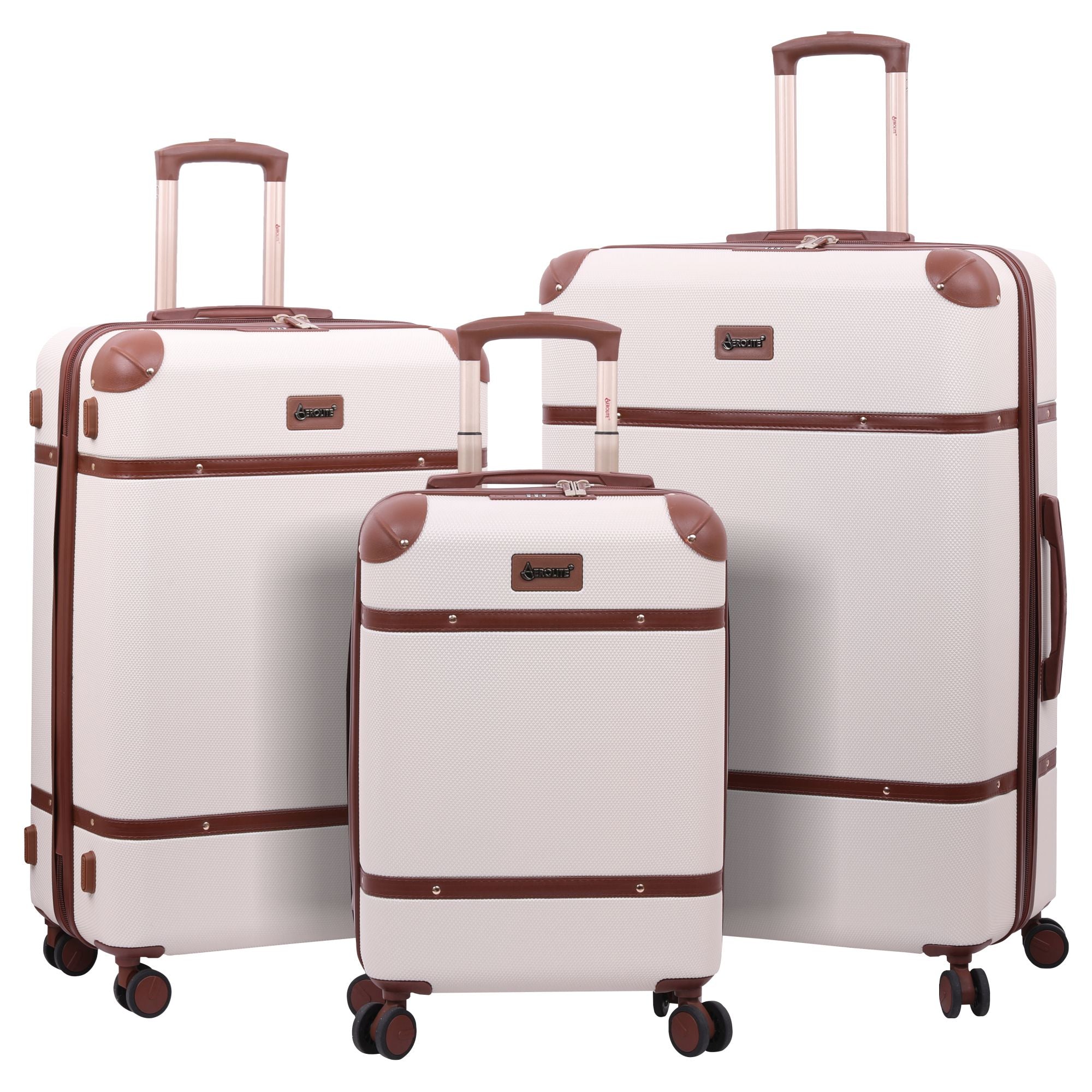 Aerolite Vintage Classic Retro Style Lightweight ABS Hard Shell Luggage With In-Built TSA Lock & Ultra Quiet Hinomoto 8-Wheels (Cabin 21", Medium 25", Large 29") - Aerolite UK