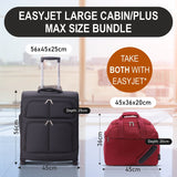 Aerolite (56x45x25cm) Easyjet Large Cabin, British Airways Jet2 Maximum Soft Shell Cabin Suitcase & (45x36x20cm) Easyjet Max Holdall