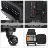 Aerolite Expandable Premium Cabin Suitcase 55x40x23cm to 55x40x26cm – Max Size for Wizz Air Priority, Lufthansa, Eurowings, Norwegian – Lightweight 4-Wheel Carry On Hand Luggage, 50L, Black