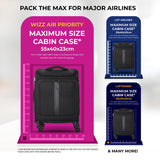 Aerolite Expandable Premium Cabin Suitcase 55x40x23cm to 55x40x26cm – Max Size for Wizz Air Priority, Lufthansa, Eurowings, Norwegian – Lightweight 4-Wheel Carry On Hand Luggage, 50L, Black