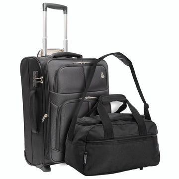 Aerolite Expandable (55x40x20cm) to (55x40x23cm) Ryanair (Priority) Maximum Allowance Lightweight Cabin Hand Luggage 2 Wheels + (40x20x25cm) Ryanair Maximum Holdall Cabin Luggage Under Seat Flight Bag - Aerolite UK