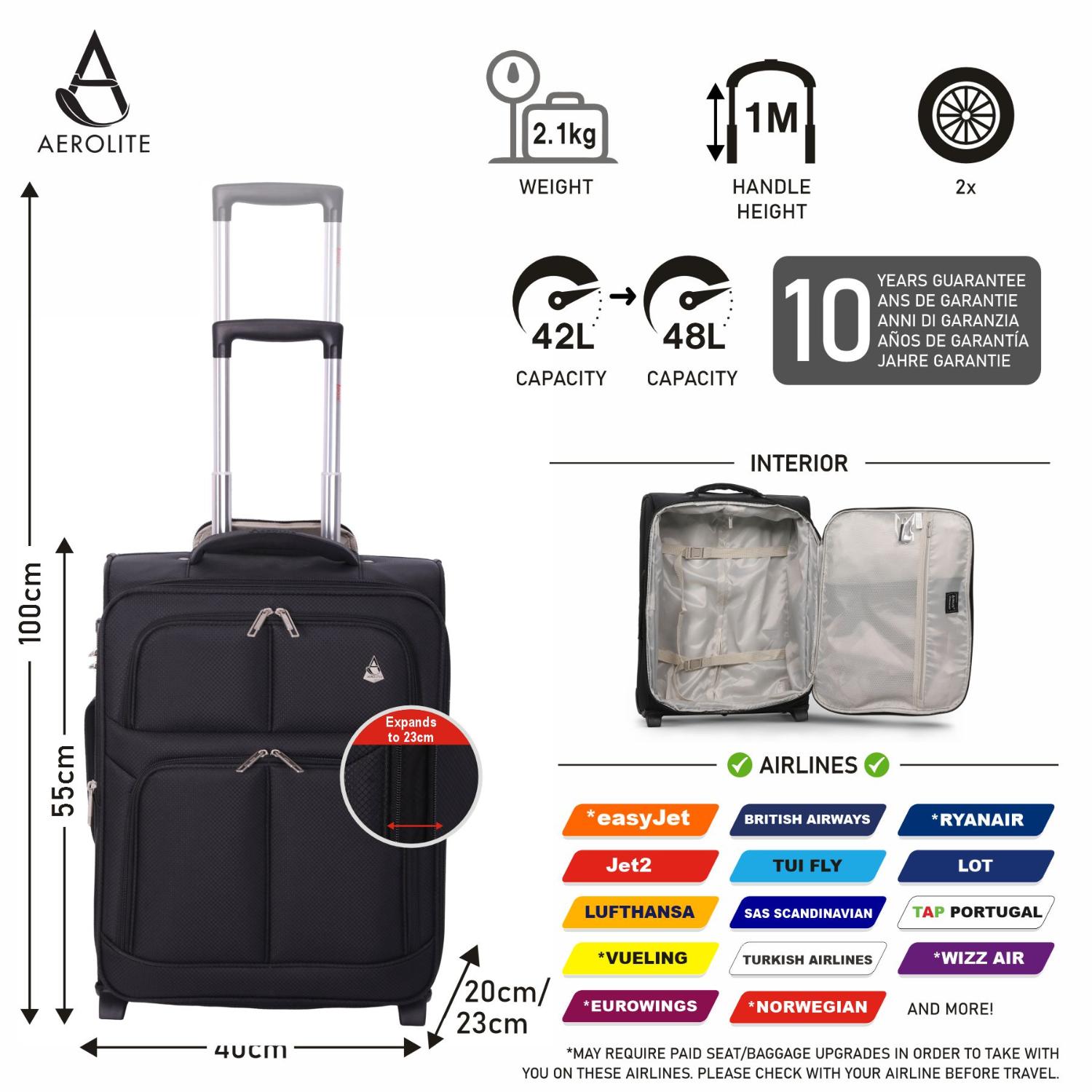 Aerolite 40x30x20cm Wizz Air Maximum Size Eco - Friendly Backpack ♻️ With YKK Zippers, 5 Year Warranty - Aerolite UK