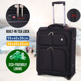 Aerolite Wizz Air Max Cabin Bundle – Expandable 55x40x23cm Suitcase + 40x30x20cm Underseat Holdall - Lightweight, Eco-Friendly Travel Set