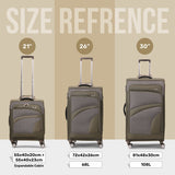 Aerolite 3 Piece Lightweight Soft Shell Luggage Set – 4 Wheel Expandable Suitcases with TSA Locks, Cabin 55x40x20/23cm, Medium 26”, Large 30” – Durable Travel Bags in Midnight Fern