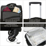 Aerolite (55x35x20cm) Lightweight Soft Shell Cabin Hand Luggage (x3 Set) | 4 Wheels