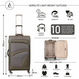 Aerolite 30" Super Lightweight Soft Shell Large Checked In Hold Luggage Suitcase with 8 Wheels, 108L Capacity - Midnight Fern