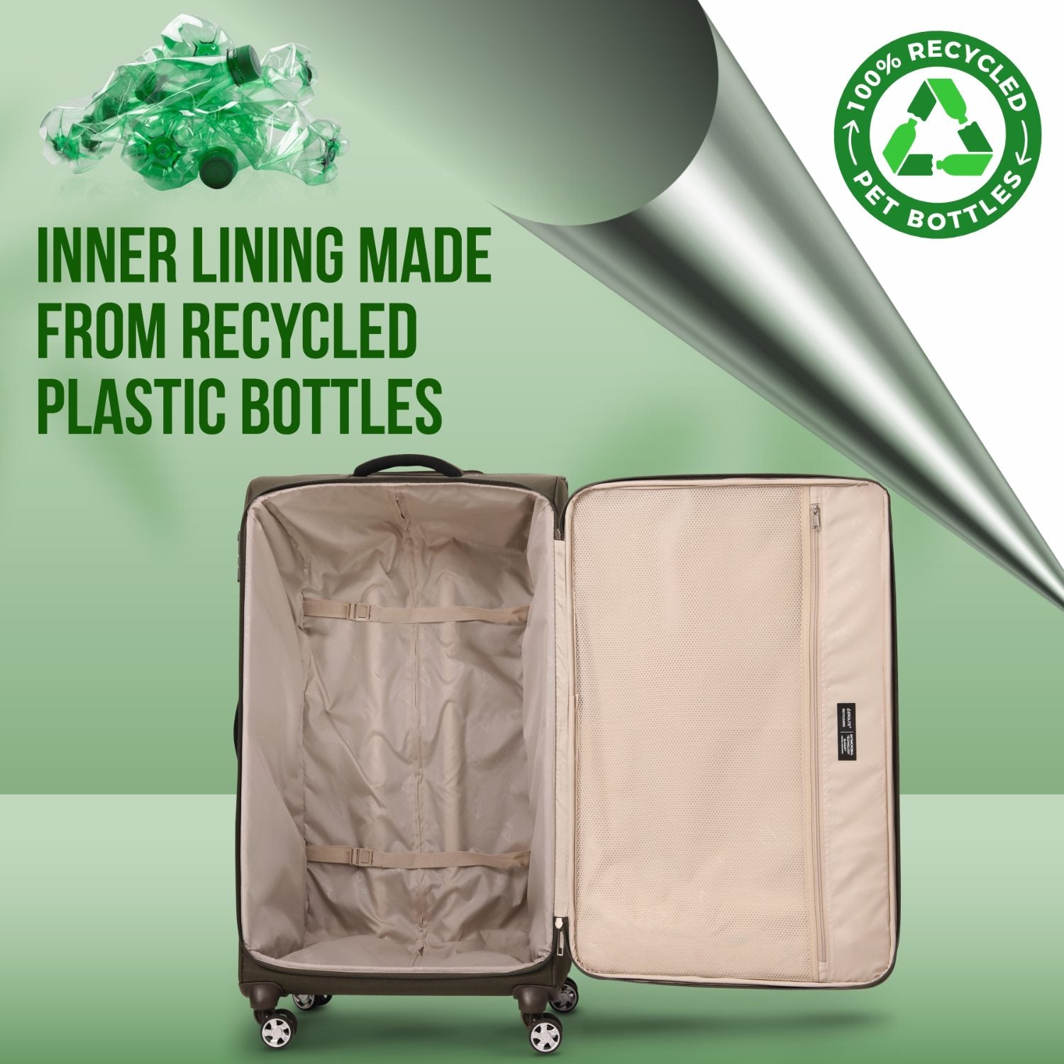 Aerolite 30" Super Lightweight Soft Shell Large Checked In Hold Luggage Suitcase with 8 Wheels, 108L Capacity - Midnight Fern