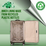 Aerolite 30" Super Lightweight Soft Shell Large Checked In Hold Luggage Suitcase with 8 Wheels, 108L Capacity - Midnight Fern