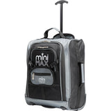 Aerolite MiniMAX black suitcase with backpack and pouch, featuring compact 45x36x20cm dimensions and telescopic handle.
