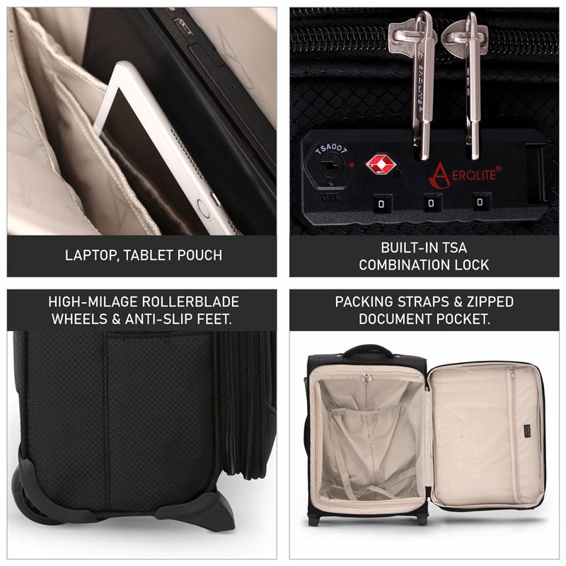 Aerolite Expandable (55x40x20cm) to (55x40x23cm) Ryanair & Wizz Air Priority Max, Lufthansa Max Lightweight Cabin Suitcase