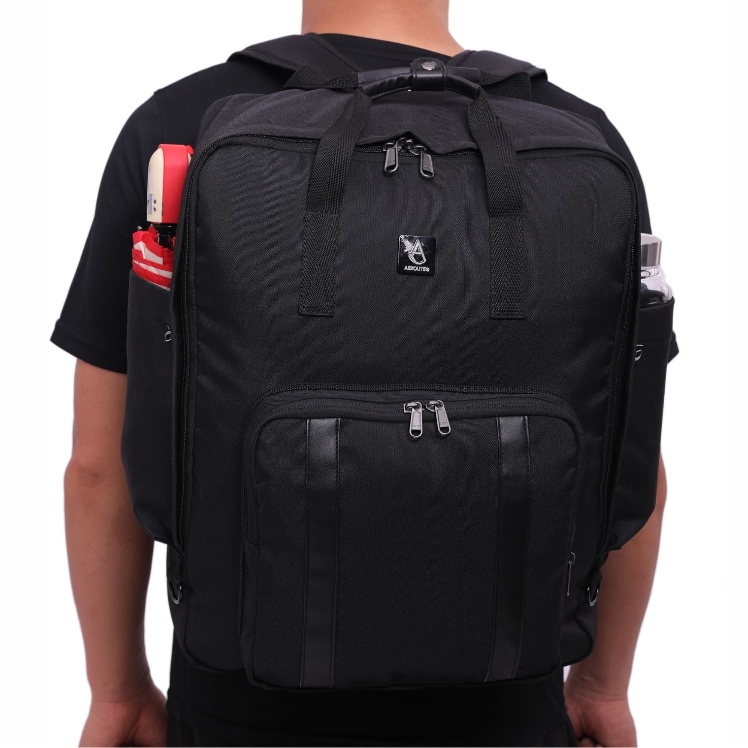 Aerolite 45x36x20 Easyjet Maximum Size Backpack With Removable Small Carry Pouch Recycled Eco-Friendly Shower-Resistant Cabin Luggage Approved Travel Carry On Flight Rucksack with 10 Year Warranty - Aerolite UK