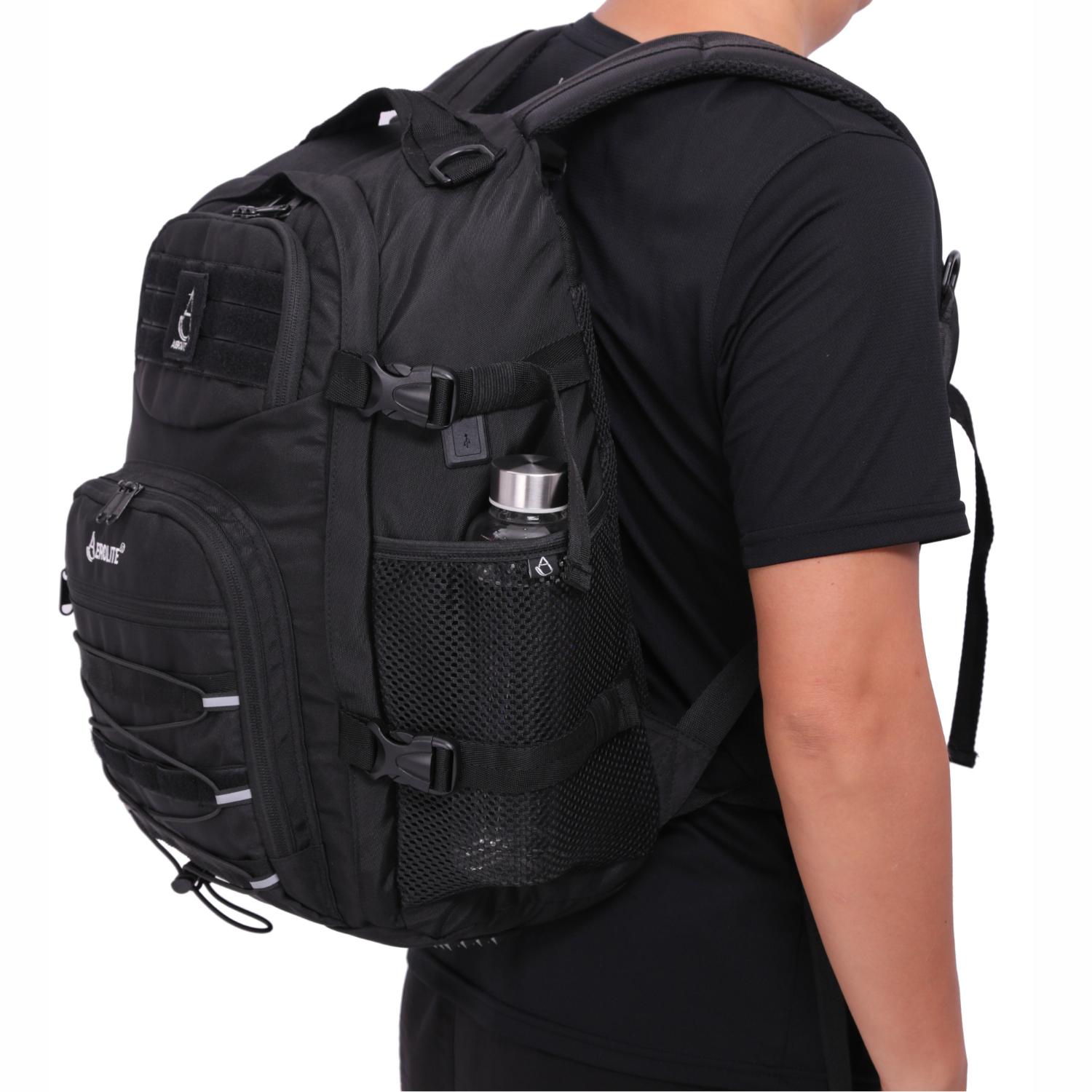 Aerolite 45x36x20cm easyJet Maximum Premium Quality Tactical Backpack, Made From Recycled Eco - Friendly Shower - Resistant Material, 10 Year Brand Warranty + Luggage Scale + TSA Lock - Aerolite UK