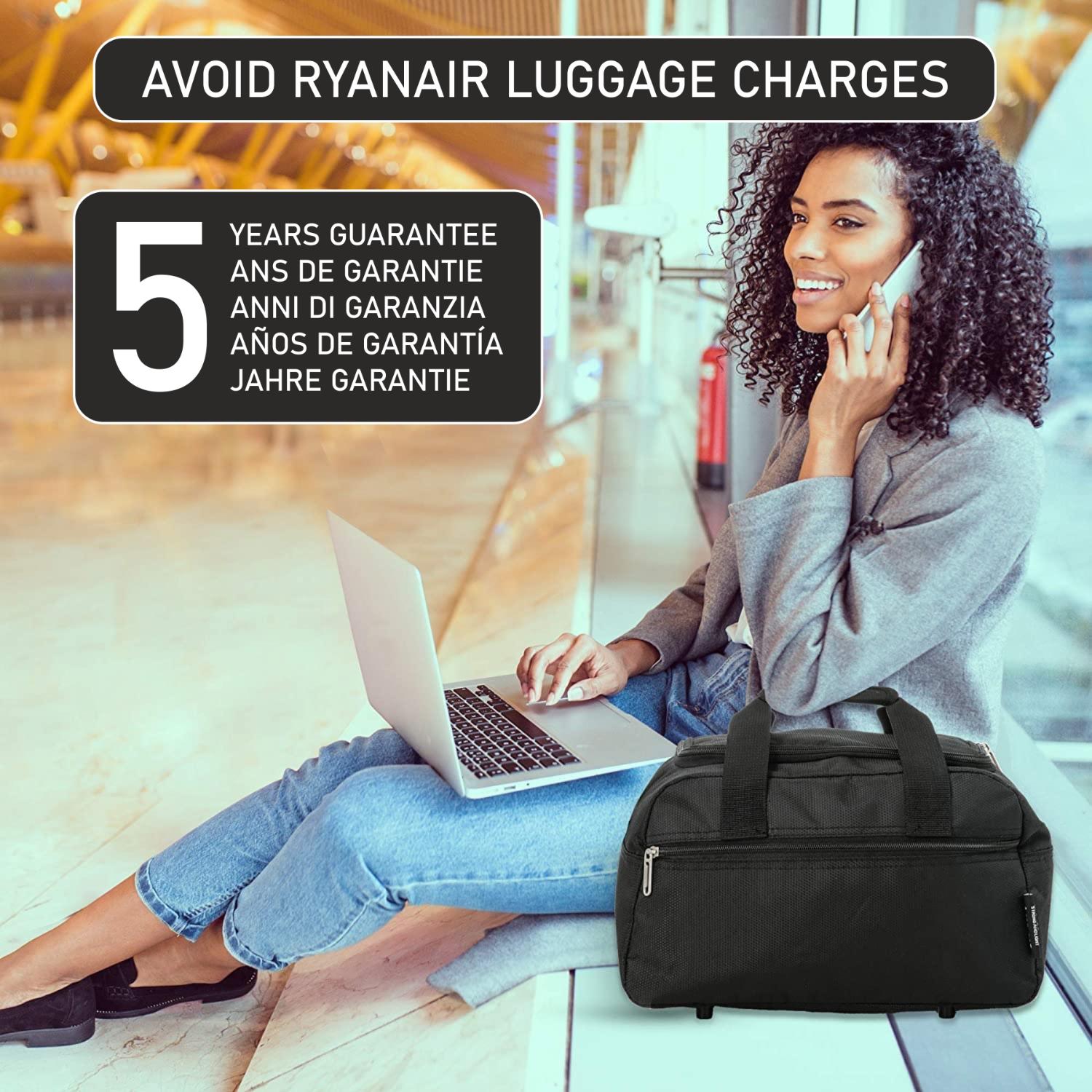 Aerolite Ryanair Maximum Cabin Bag (40x20x25cm) With 5 Years Guarantee, New and Improved 2024 Holdall Cabin Luggage Under Seat Flight Bag - Aerolite UK