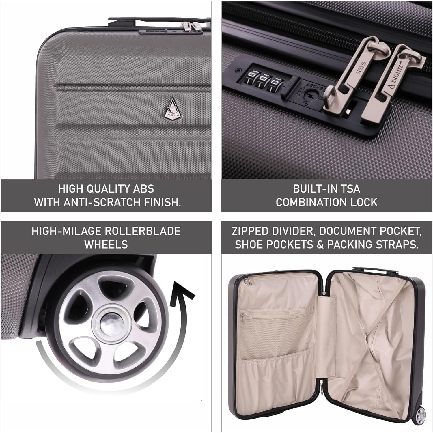 Aerolite Ryanair Maximum Bundle (55x40x20 Suitcase + 40x20x25 Holdall) 2 - Piece Carry On Hand Cabin Luggage Set Bundle - Aerolite UK