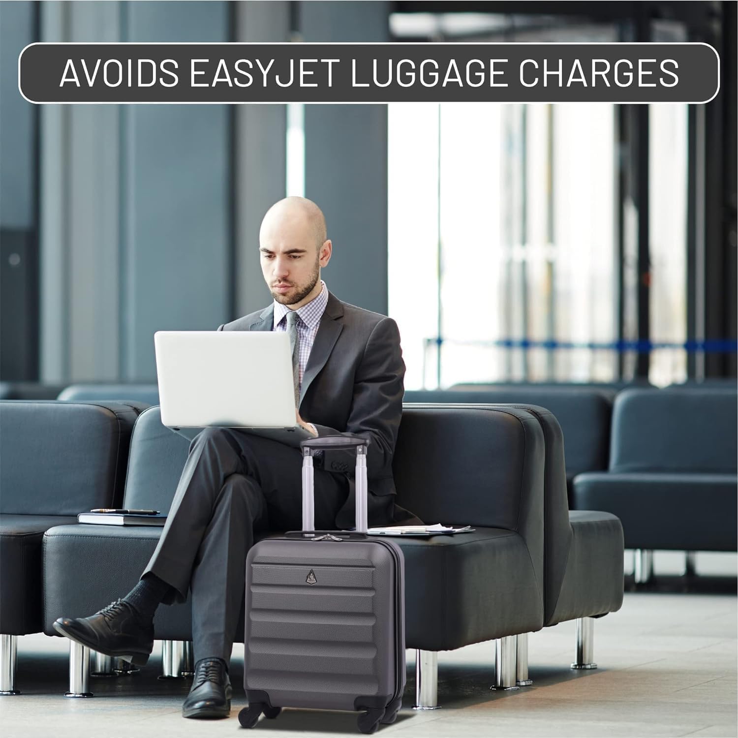 Aerolite 45x36x20cm easyJet Maximum Size 8 Wheel ABS Hard Shell Carry On Hand Cabin Luggage Underseat Flight Travel Bag Spinner Suitcase 45x36x20 with TSA Lock & 5 Year Warranty - Aerolite UK