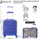 Aerolite 45x36x20cm easyJet Maximum Size Hard Shell Carry On Hand Cabin Luggage Underseat Flight Suitcase with 4 Wheels - Aerolite UK