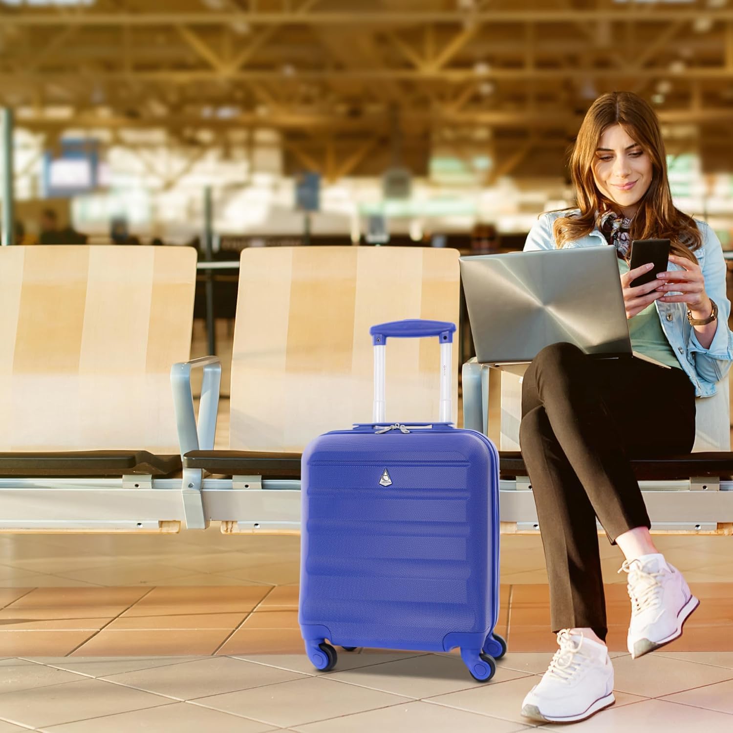 Aerolite 45x36x20cm easyJet Maximum Size Hard Shell Carry On Hand Cabin Luggage Underseat Flight Suitcase with 4 Wheels - Aerolite UK