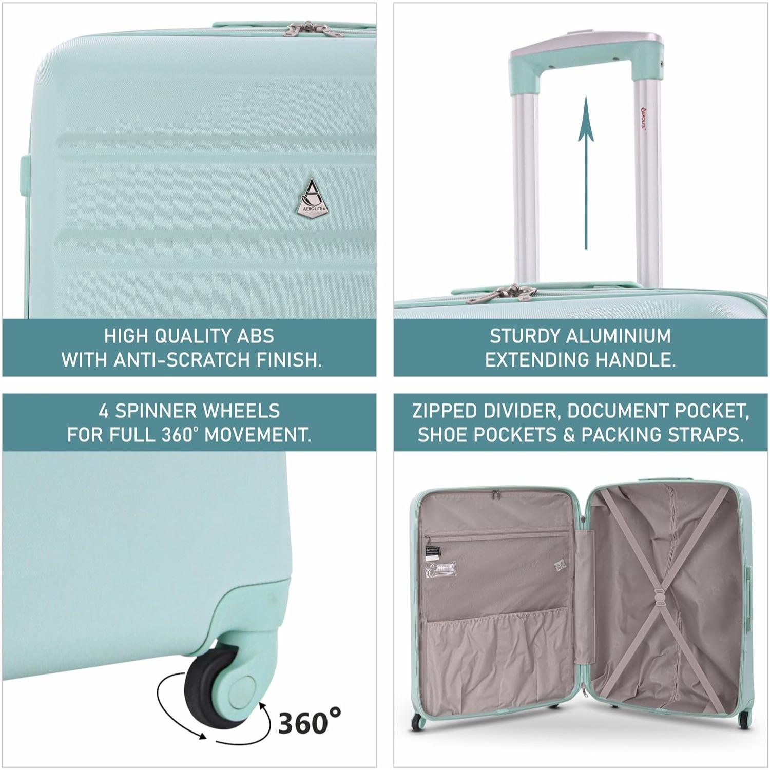 Aerolite Hard Shell Lightweight Suitcase Complete Luggage Set (Cabin 18" + Medium 25"+ Large 29" Hold Luggage Suitcase) - Aerolite UK