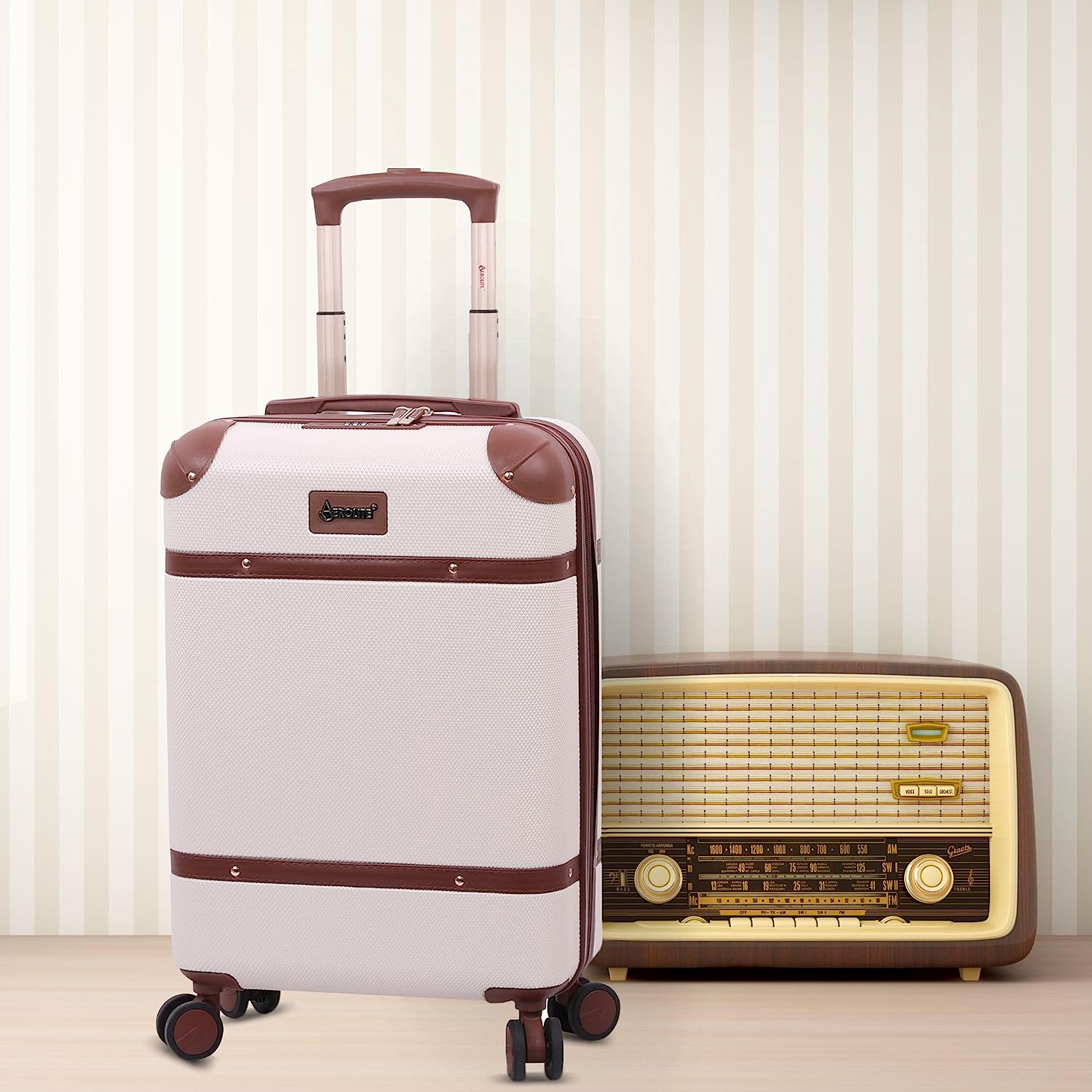 Aerolite Vintage Classic Retro Style Lightweight ABS Hard Shell Luggage With In-Built TSA Lock & Ultra Quiet Hinomoto 8-Wheels (Cabin 21", Medium 25", Large 29") - Aerolite UK