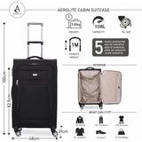 Aerolite Reinforced Super Strong and Light 4 Wheel Lightweight Hold Check in Luggage Suitcase With 3-Digit Combination Barrel Padlock, Double-Tube Retractable Trolley Handle, 10 Year Guarantee - Aerolite UK