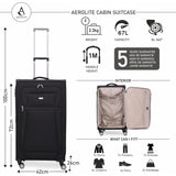 Aerolite Reinforced Super Strong and Light 4 Wheel Lightweight Hold Check in Luggage Suitcase With 3-Digit Combination Barrel Padlock, Double-Tube Retractable Trolley Handle, 10 Year Guarantee - Aerolite UK