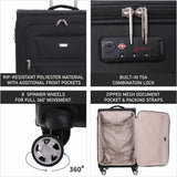 Aerolite Reinforced Super Strong and Light 4 Wheel Lightweight Hold Check in Luggage Suitcase With 3-Digit Combination Barrel Padlock, Double-Tube Retractable Trolley Handle, 10 Year Guarantee - Aerolite UK