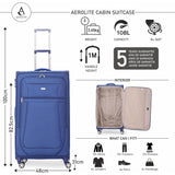 Aerolite Reinforced Super Strong and Light 4 Wheel Lightweight Hold Check in Luggage Suitcase With 3-Digit Combination Barrel Padlock, Double-Tube Retractable Trolley Handle, 10 Year Guarantee - Aerolite UK