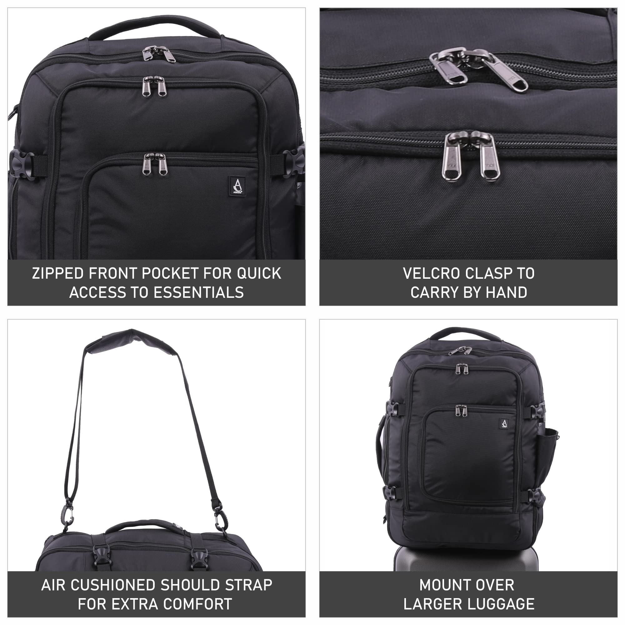 Aerolite Expandable (55x40x20cm) to (55x40x23cm) Ryanair (Priority) Maximum Allowance Lightweight Cabin Hand Luggage 2 Wheels + 40x30x20cm Wizz Air Maximum Size Eco - Friendly Backpack - Aerolite UK