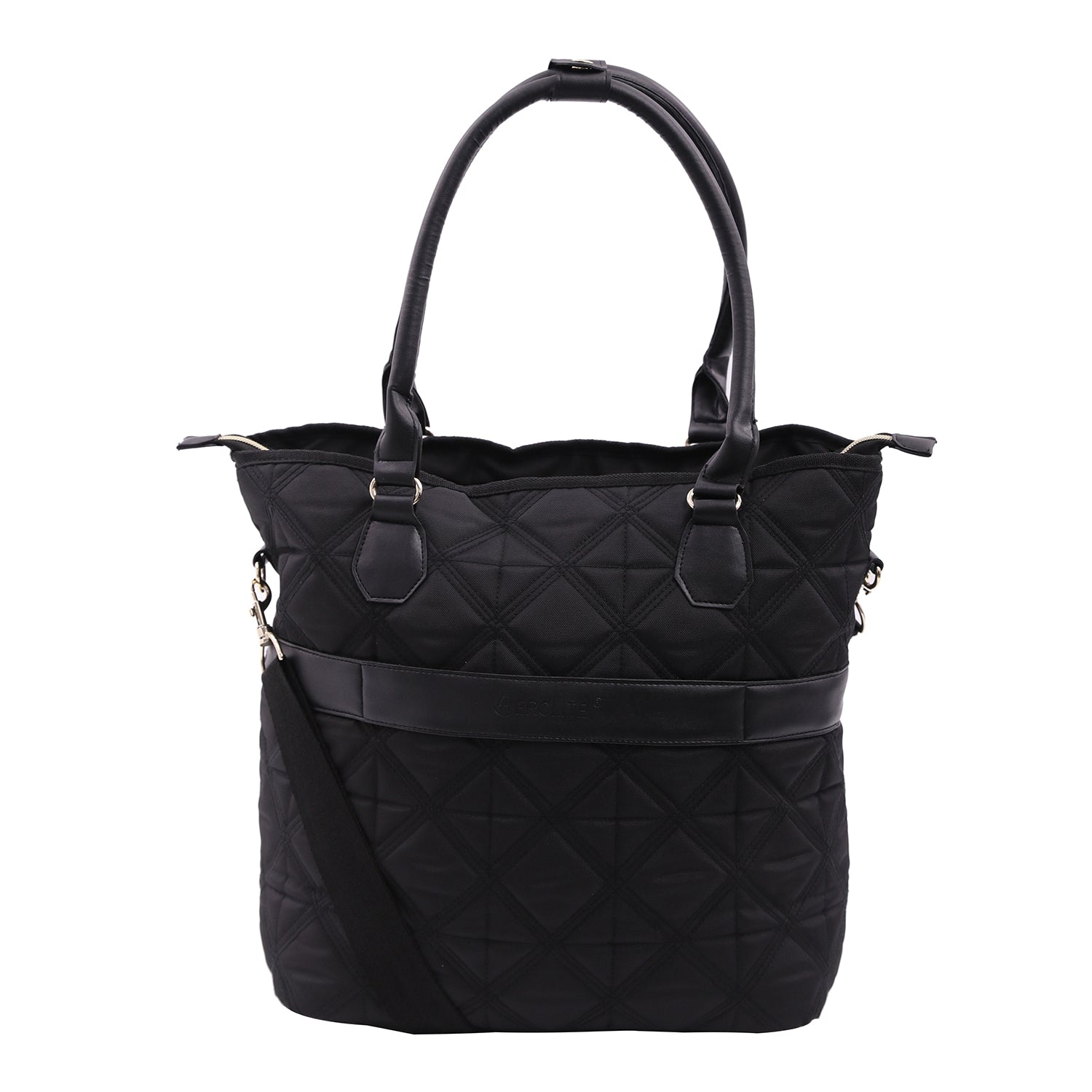 Aerolite 45x36x20cm Easyjet Maximum Super Premium Quality Eco Friendly Laptop Bag - Fits up to 16.5", Overnight Hand Cabin Luggage Shoulder Bag Quilted with 10 Year Warranty (Black) + Luggage Scale + TSA Lock