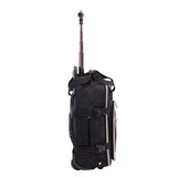 Aerolite 40x20x25cm Ryanair Maximum eco-friendly quilted backpack trolley bag with 2 wheels and extendable handle, side view.