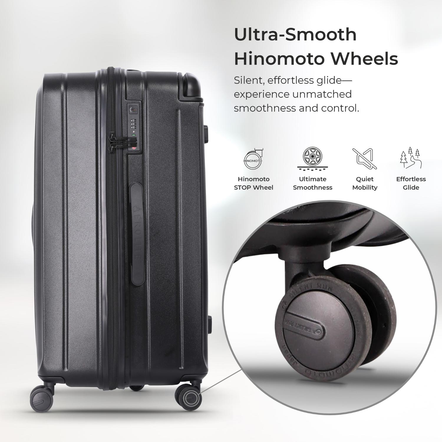 Aerolite M-Lite Trunk – Premium 77cm 100.4L Capacity Check-In Suitcase, Durable PP Polypropylene, TSA Lock, 8+1 Silent Hinomoto Wheels, Luxury Eco Interior, 15-Year Guarantee, Pack Up To 32Kg
