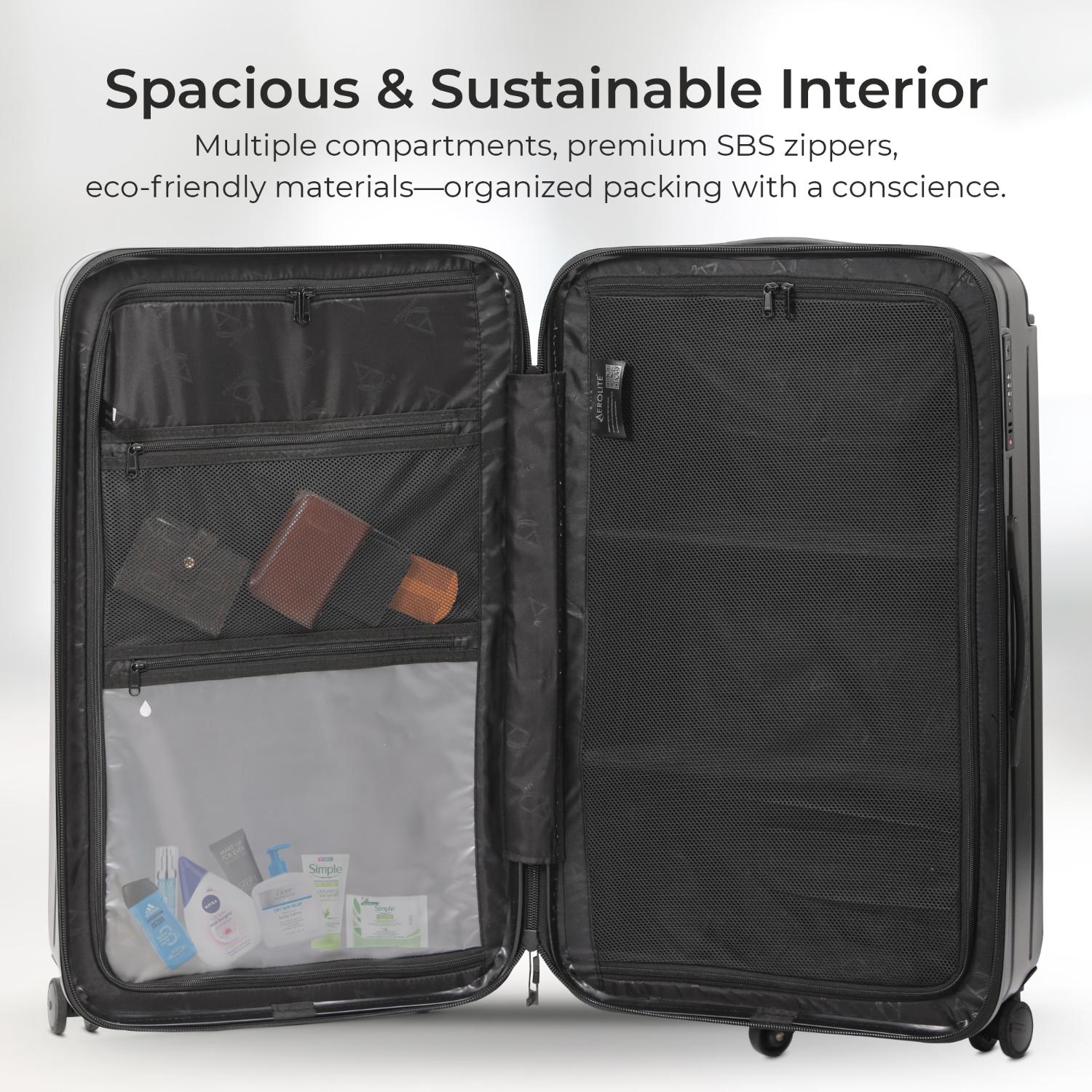Aerolite M-Lite Trunk – Premium 77cm 100.4L Capacity Check-In Suitcase, Durable PP Polypropylene, TSA Lock, 8+1 Silent Hinomoto Wheels, Luxury Eco Interior, 15-Year Guarantee, Pack Up To 32Kg
