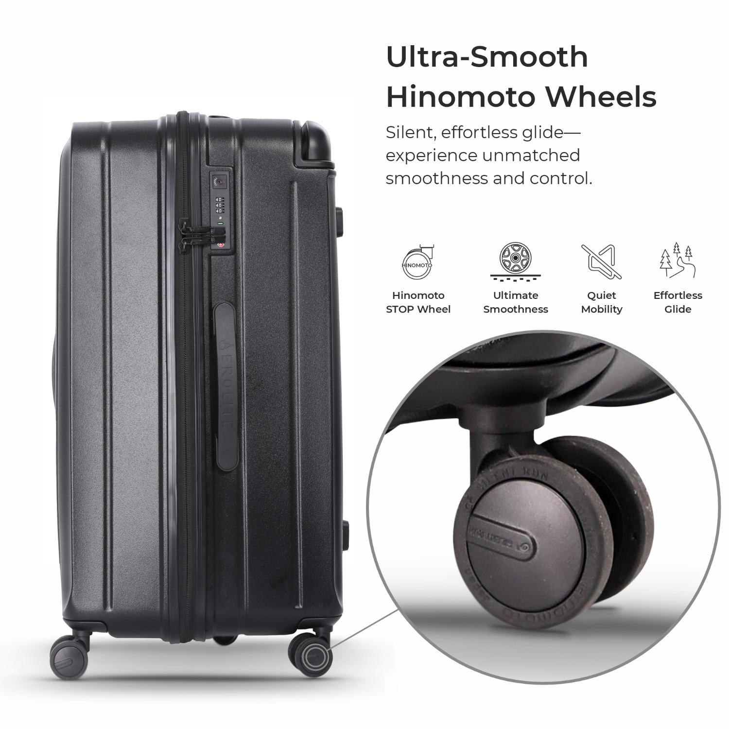 Aerolite M-Lite 29” Extra Large Premium Suitcase – Durable PP Polypropylene, Huge 118L Capacity, 76x50x30cm Check-In Luggage, TSA Lock, Phone Holder, Silent Hinomoto Wheels, Pack Up To 32 KGs, 15 Years Brand Guarantee