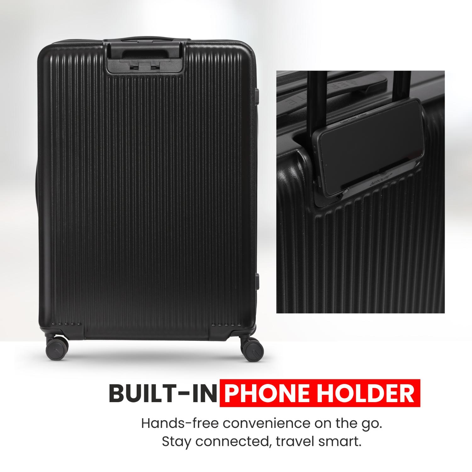 Aerolite M-Lite 29” Extra Large Premium Suitcase – Durable PP Polypropylene, Huge 118L Capacity, 76x50x30cm Check-In Luggage, TSA Lock, Phone Holder, Silent Hinomoto Wheels, Pack Up To 32 KGs, 15 Years Brand Guarantee
