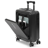Aerolite M-Lite Smart 21” Cabin Suitcase – Silent & Smooth Hinomoto Wheels with Brake Button, Front Laptop Pocket, Durable PP Polypropylene, USB Charging, TSA Lock, 55x40x23cm