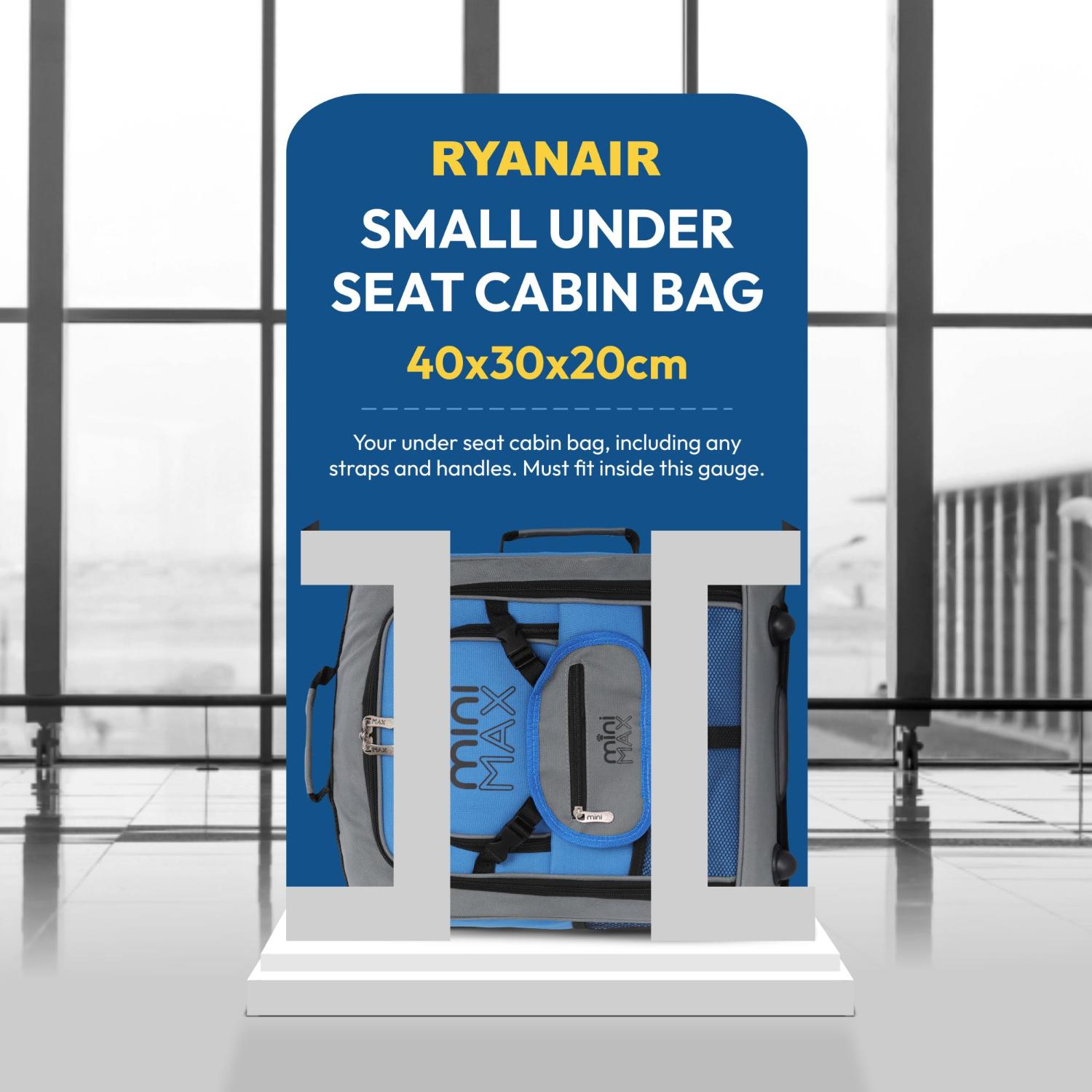Aerolite MiniMAX New Ryanair 40x30x20 Maximum Size Cabin Underseat Trolley Backpack, also fits Wizz Air maximum size requirements, 2 Wheels