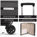 Aerolite Premium PP 2-Piece Luggage Set, Lightweight Polypropylene Hard Shell Suitcases with 4 Dual Spinner Wheels & TSA Lock, Expandable Cabin (21”), Large (28”), Expandable Carry-On Case Included – Black