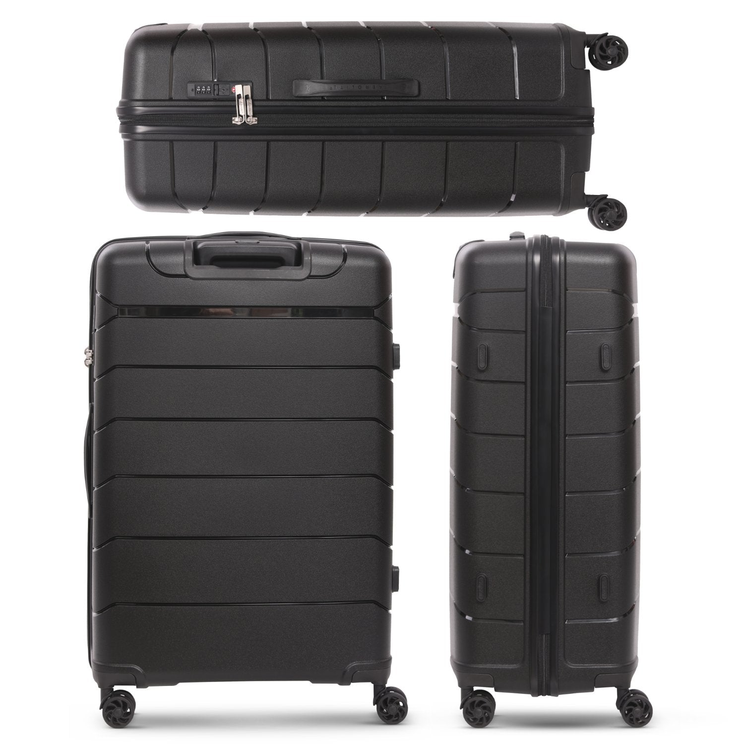 Aerolite Premium PP 2-Piece Luggage Set, Lightweight Polypropylene Hard Shell Suitcases with 4 Dual Spinner Wheels & TSA Lock, Expandable Cabin (21”), Large (28”), Expandable Carry-On Case Included – Black