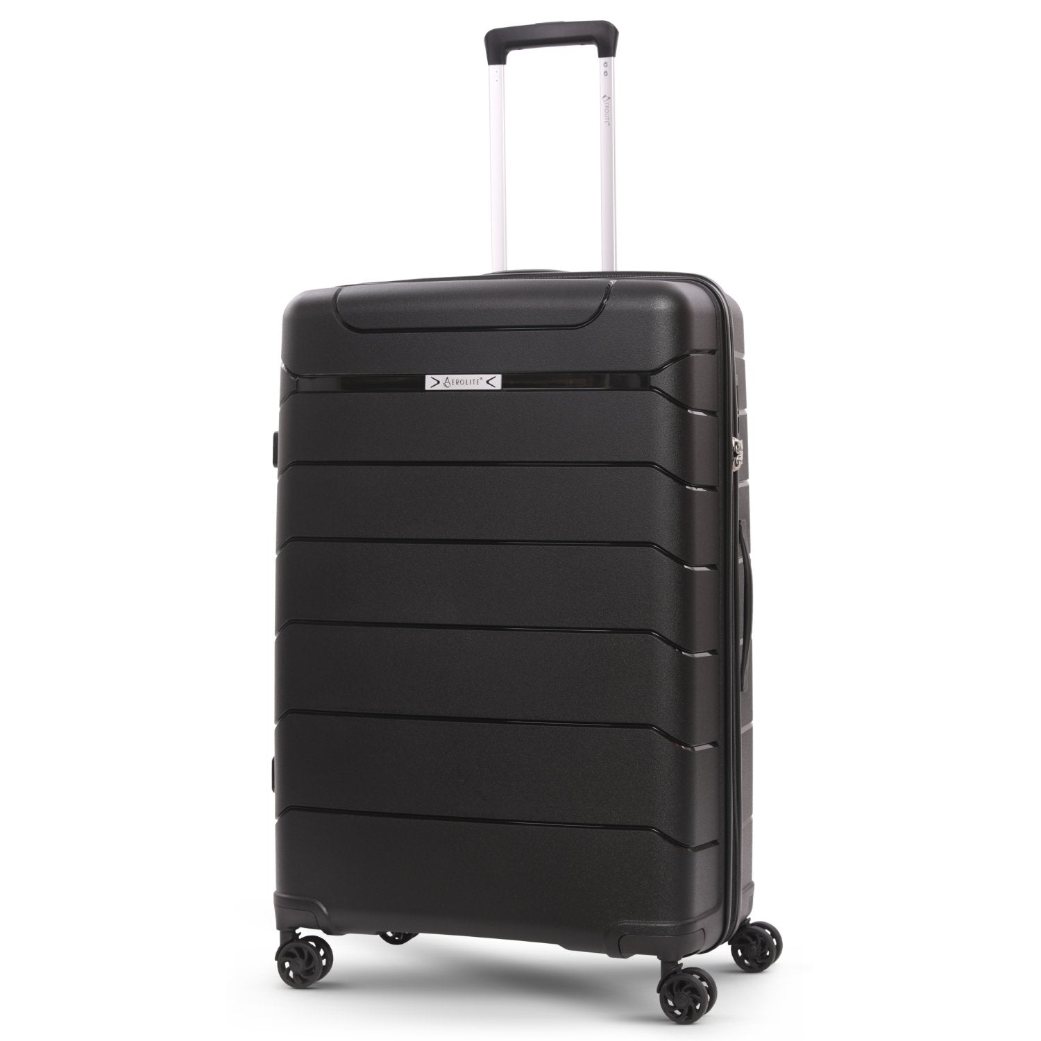 Aerolite 28” Large 100L Lightweight Polypropylene (PP) Check-In Suitcase – Hard Shell Luggage with Spinner Wheels, TSA Lock & Waterproof Pocket, Black