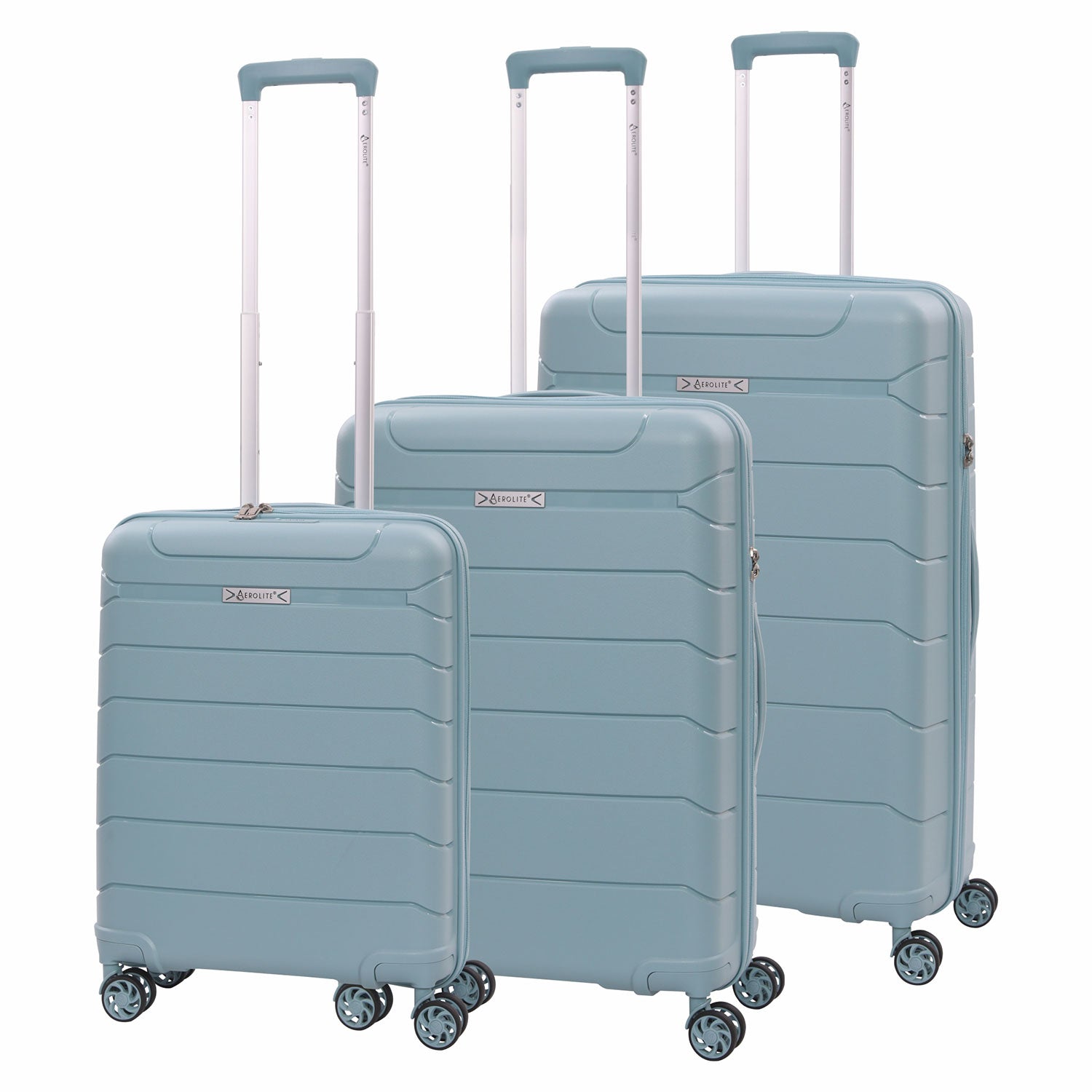 Aerolite Premium PP 3-Piece Luggage Set, Lightweight Polypropylene Hard Shell Suitcases with 4 Dual Spinner Wheels & TSA Lock, Expandable Cabin (21”), Medium (24”), Large (28”), Expandable Carry-On Case Included – Sage