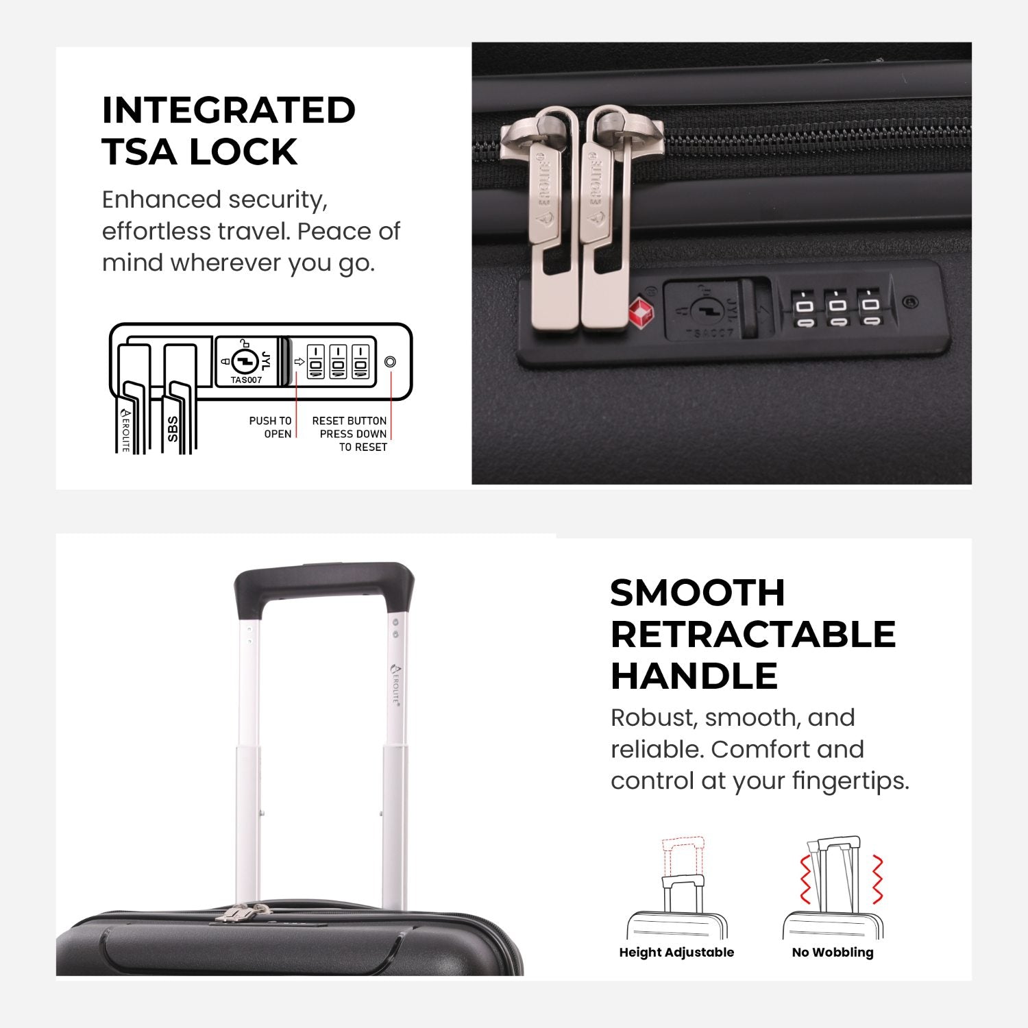 Aerolite Travel Bundle – 55x40x20/23cm Expandable Cabin Suitcase + 40x20x25cm Ryanair-Free Underseat Bag with TSA Lock – Lightweight, Airline-Approved Set (Black)