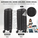 Aerolite Premium PP 2-Piece Luggage Set, Lightweight Polypropylene Hard Shell Suitcases with 4 Dual Spinner Wheels & TSA Lock, Expandable Cabin (21”), Large (28”), Expandable Carry-On Case Included – Black