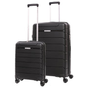 Aerolite Premium PP 2-Piece Luggage Set, Lightweight Polypropylene Hard Shell Suitcases with 4 Dual Spinner Wheels & TSA Lock, Expandable Cabin (21”), Large (28”), Expandable Carry-On Case Included – Black