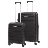 Aerolite Premium PP 2-Piece Luggage Set, Lightweight Polypropylene Hard Shell Suitcases with 4 Dual Spinner Wheels & TSA Lock, Expandable Cabin (21”), Large (28”), Expandable Carry-On Case Included – Black