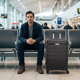Aerolite 24” Medium 67L Lightweight Polypropylene (PP) Check-In Suitcase – Hard Shell Luggage with Spinner Wheels, TSA Lock & Organised Interior, Black
