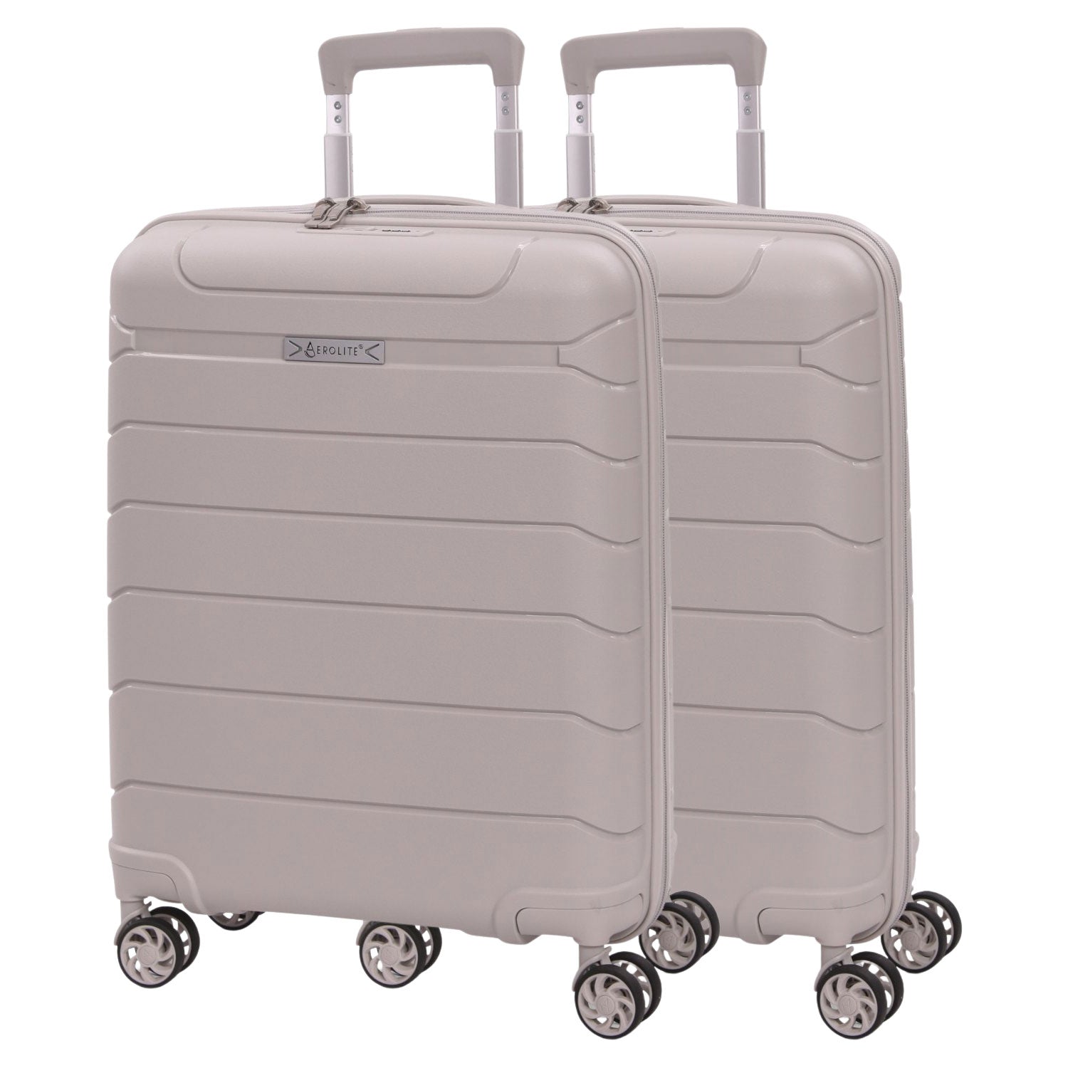 Aerolite 55x40x20/23cm Ryanair Priority Max Size Expandable Cabin Suitcase, Also Fits Wizz Air Priority, Lightweight PP Hard Shell Carry-On with 4 Spinner Wheels & TSA Lock (x2) – Cream