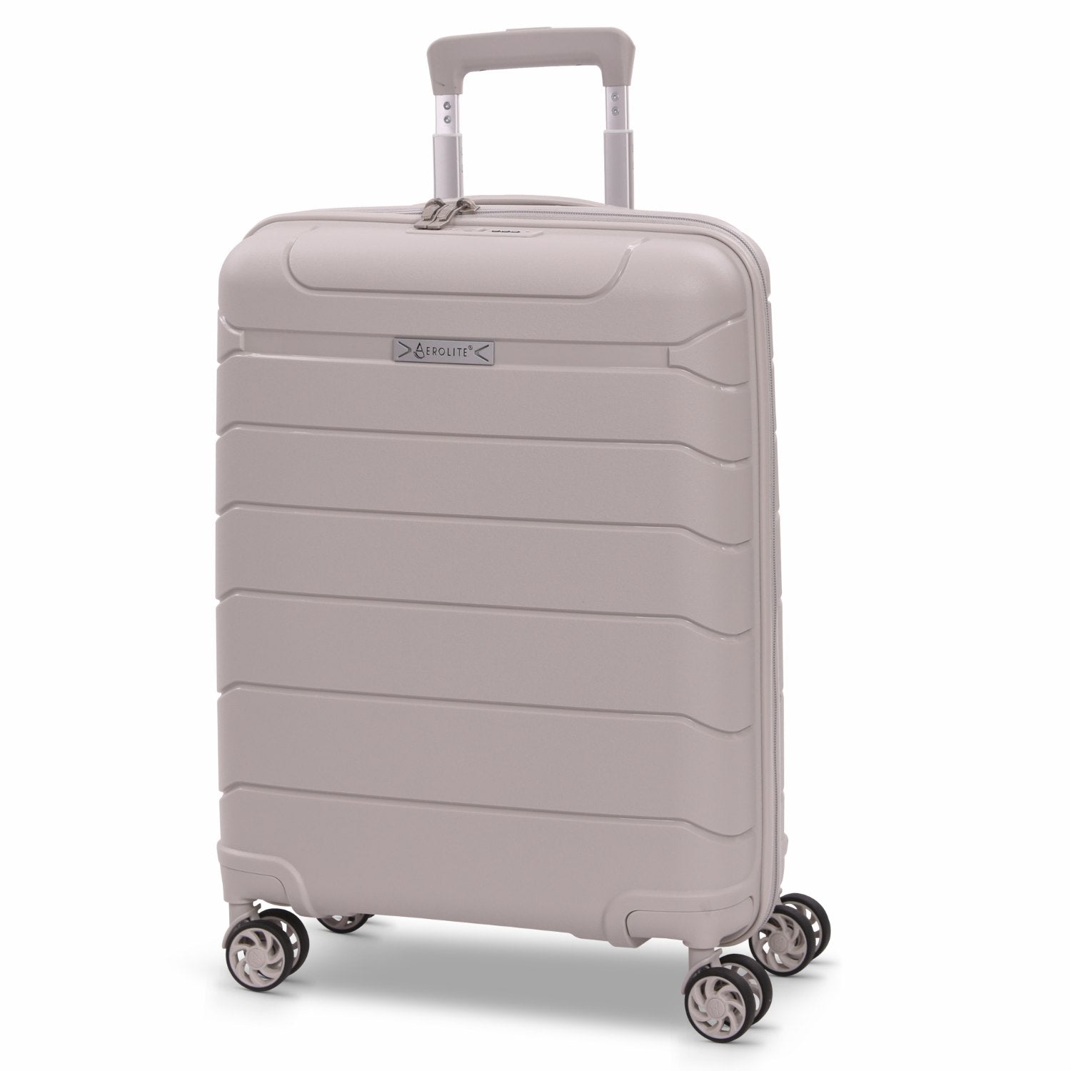 Aerolite Premium PP 2-Piece Luggage Set, Lightweight Polypropylene Hard Shell Suitcases with 4 Dual Spinner Wheels & TSA Lock, Expandable Cabin (21”), Large (28”) – Cream