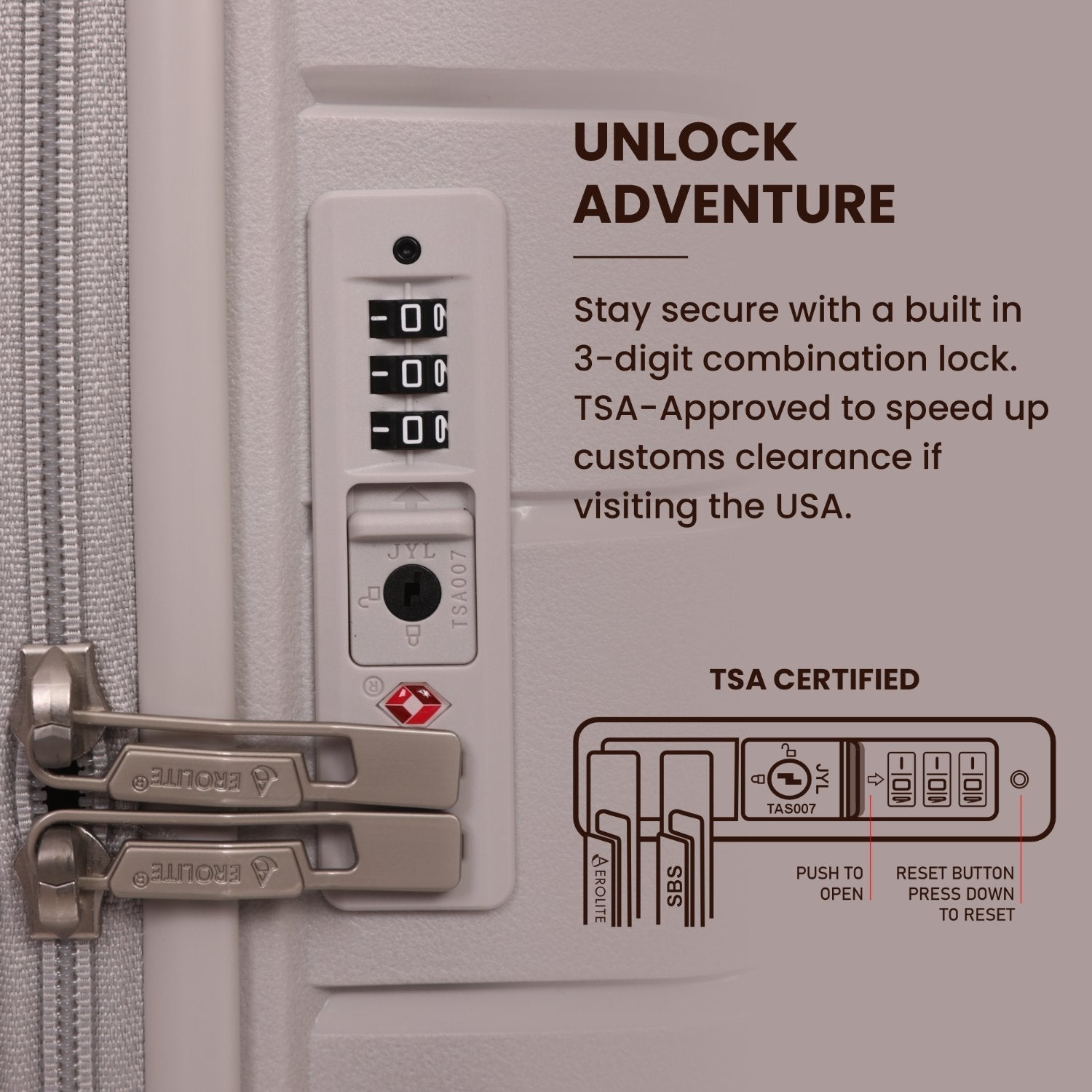 Aerolite Premium PP 2-Piece Luggage Set, Lightweight Polypropylene Hard Shell Suitcases with 4 Dual Spinner Wheels & TSA Lock, Expandable Cabin (21”), Large (28”) – Cream