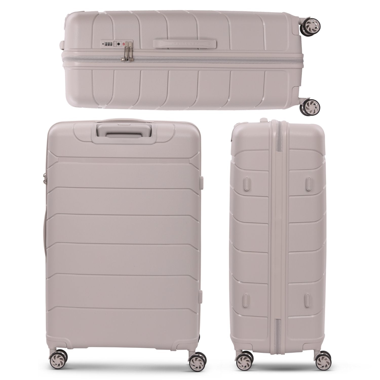 Aerolite 28” Large 100L Lightweight Polypropylene (PP) Check-In Suitcase – Hard Shell Luggage with Spinner Wheels, TSA Lock & Waterproof Pocket, Cream